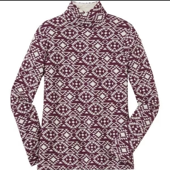 Duluth Trading Company Womens Coolmax Sno Sweat Festive Mockneck Sweater Geometr - Picture 2 of 8